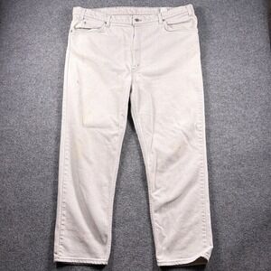 Vintage Levi's 554 Flex Jeans Mens 42x28 White Straight Leg Made in USA Denim 98
